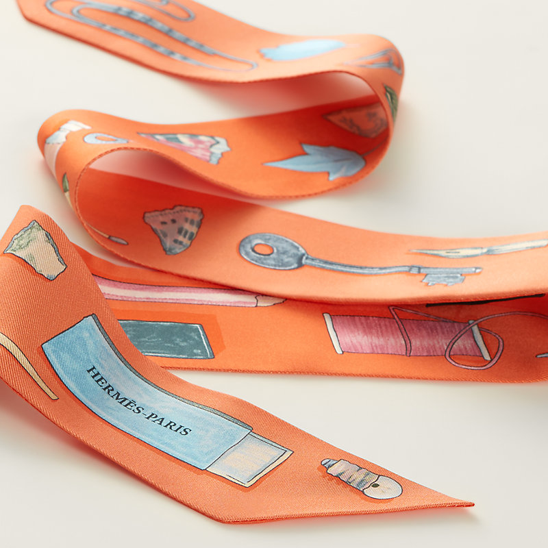 HERMES ツイリー イン・ザ・ポケット ベージュ×オレンジ×サーブル 美品